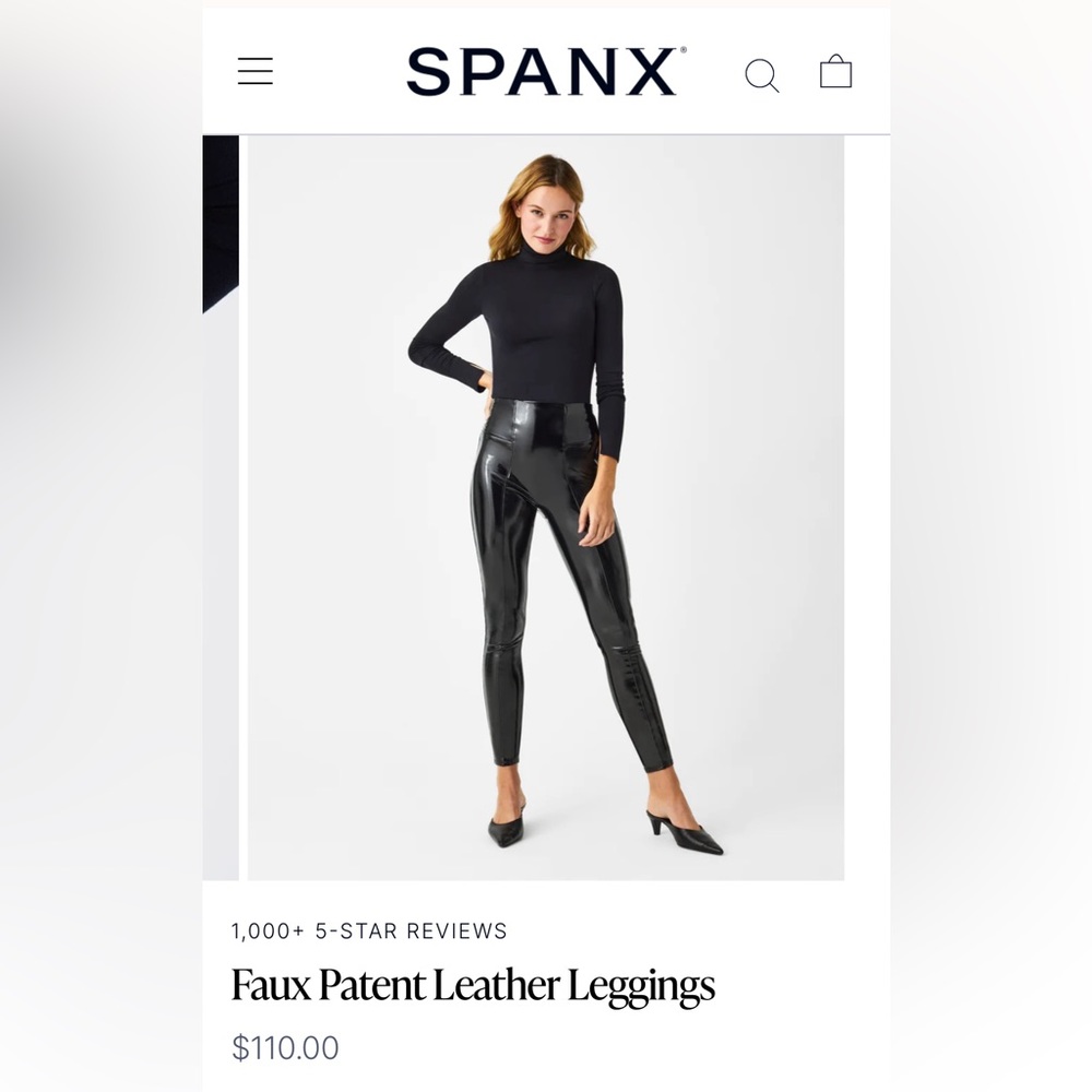 Spanx Faux Patent Leather Leggings XL